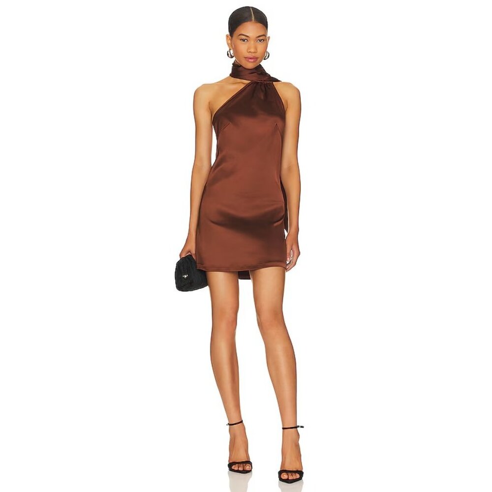 OW Collection Kiana Dress in Cappuccino Brown